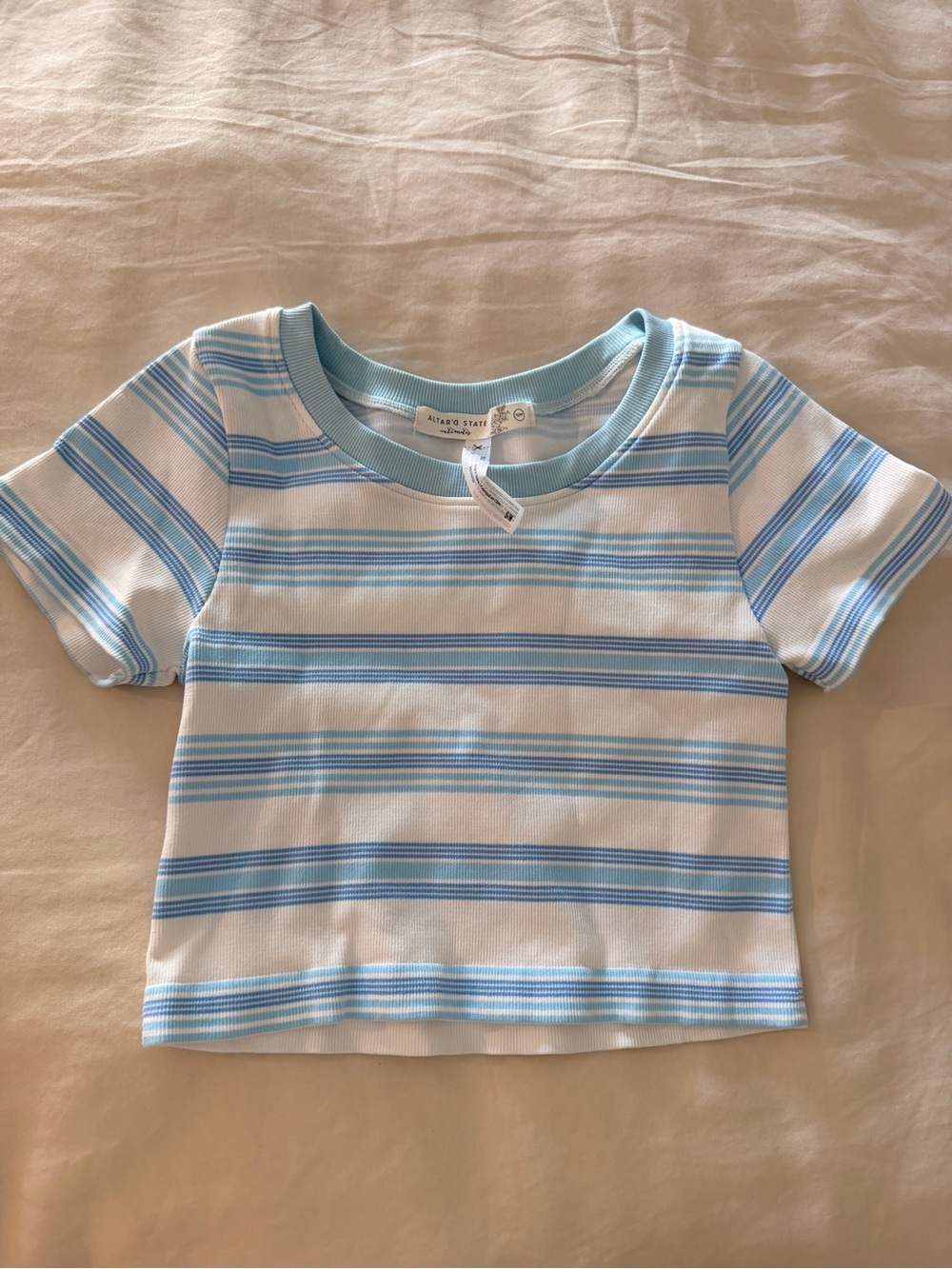 Altar'd State Blue & White Striped Tee